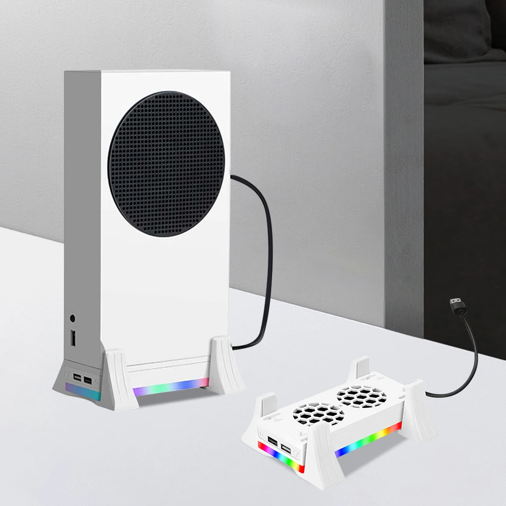 Охлаждающий вентилятор для игровой консоли Xbox серии S Вертикальная подставка с RGB подсветкой 3-ступенчатый регулируемый вентилятор охладитель док-станция для отвода тепла