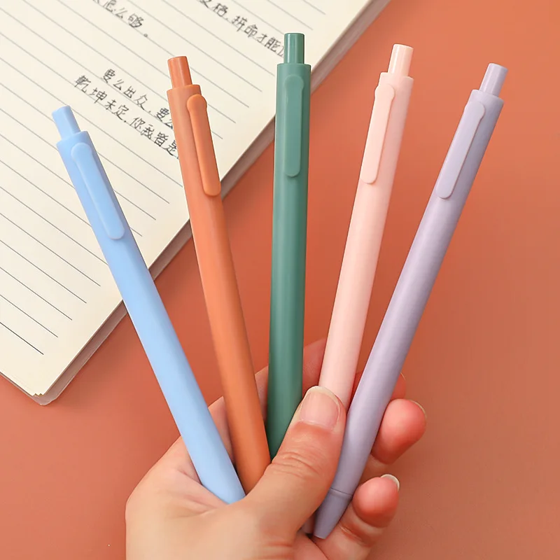 Macaron Color Press Pen Ручка с черными чернилами Ручка для студенческого экзамена Нейтральная Ручка для учебы Офис Простой Тип печати Школьные принадлежности Гелевые Ручки