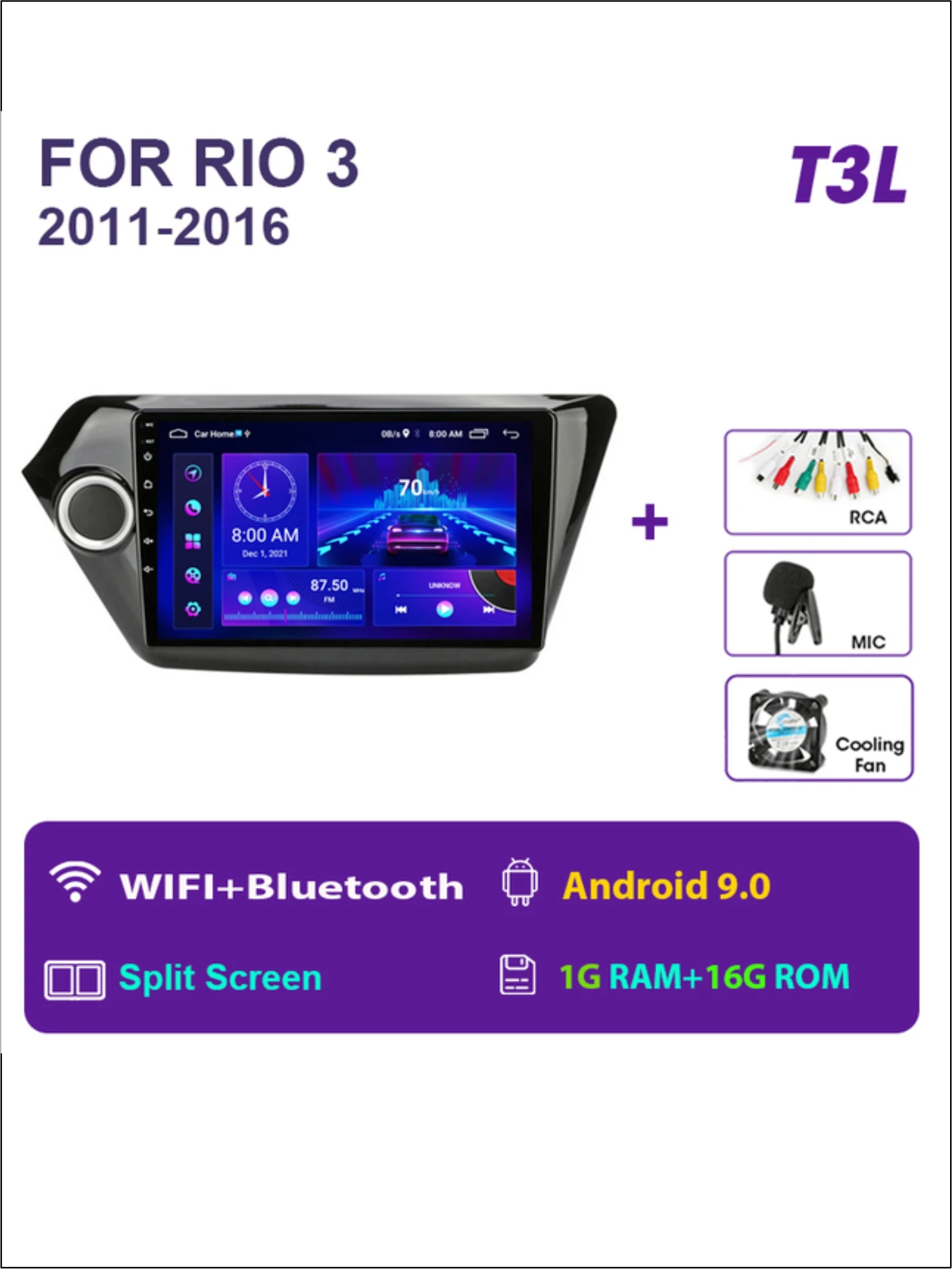 Omnitek 2Din Android 11 для Kia RIO 3 2011-2016 Stereo4G + WiFi Автомобильный Радио Мультимедийный плеер GPS Навигация 2.5D + IPS Головное устройство
