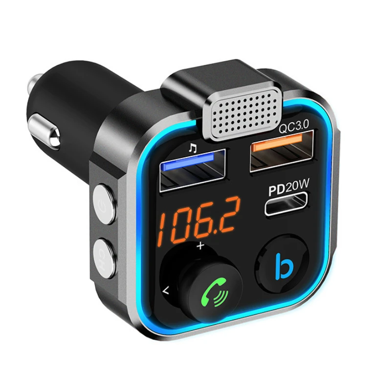Автомобильный Bluetooth 5,0 FM-Передатчик Автомобильный MP3-Плеер Большой Микрофон Двойной USB Быстрое Зарядное Устройство QC3.0 PD20W Аксессуары Для Автомобильной Электроники