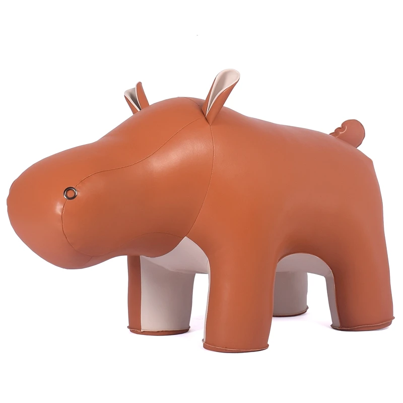 БОЛЬШОЙ ТАБУРЕТ HIPPO с покрытием из микрофибры и кожи Специальная мебель для украшения вашего дома Табурет Hippo