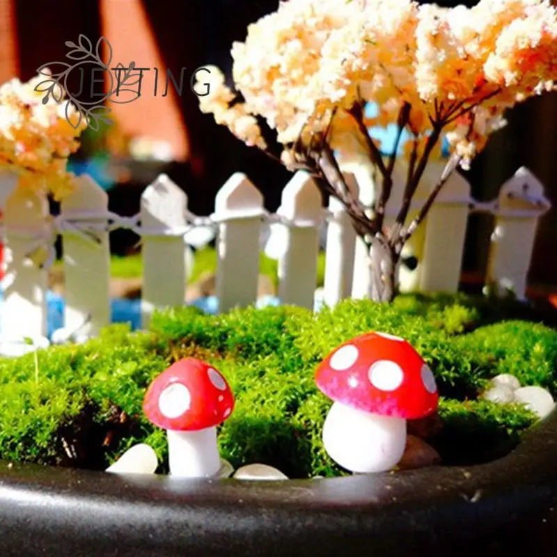 10шт Мини-сад с Красными грибами, Усеянный Маленькими игрушечными домиками в горшках, Ландшафтное растение Бонсай, украшение сада, Оптовый орнамент