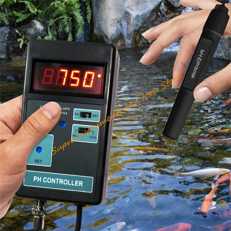 PH-201 Цифровой ЖК-дисплей PH CO2 Контроллер Метр Аквариумный аквариум для рыб Диапазон 0,00 ~ 14,00 PH + Переключаемая розетка 110 В / 220 В