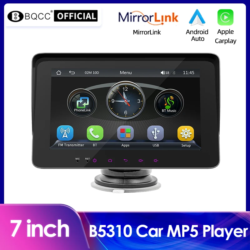 Автомобильное радио BQCC, Мультимедийный видеоплеер, Беспроводной Carplay, Беспроводная GPS-навигация, Apple Android, Автоматический сенсорный экран 7 дюймов Universa