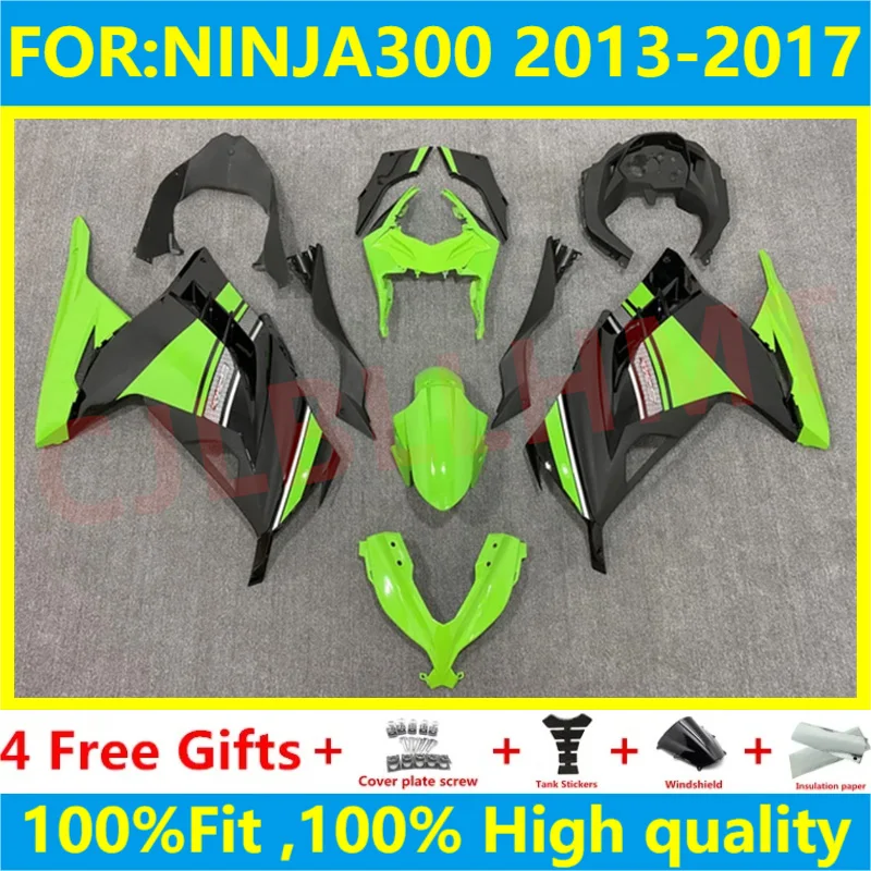 Новые комплекты обтекателей для мотоциклов ABS Подходят для ninja 300 ninja300 2013 2014 2015 2016 2017 EX300 ZX300R полный комплект обтекателей зеленый черный
