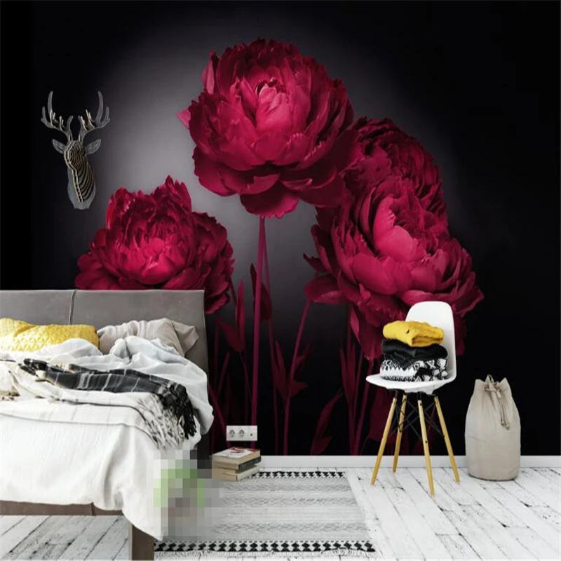 большая фреска wellyu на заказ, романтическая красная роза, ТВ-фон, стена, гостиная, спальня, фотообои