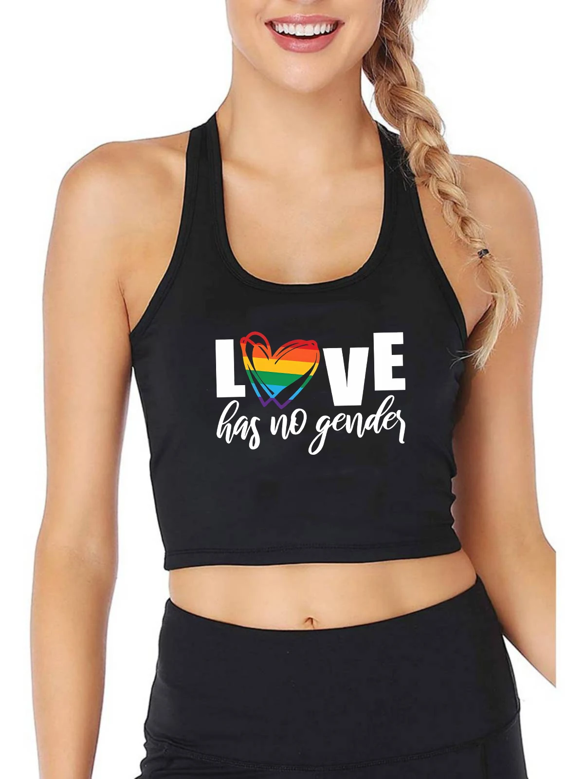 Pride Heart Rainbow Heart Love Не имеет гендерного дизайна, укороченный топ для ЛГБТ, Сексуальные тонкие топы на бретелях, Женская хлопковая спортивная кофточка