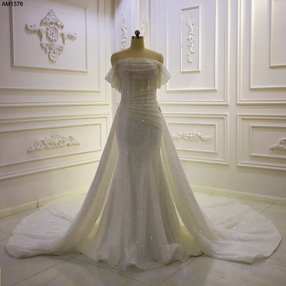 AM1376 с открытыми плечами, новое стильное свадебное платье с пайетками и кружевом 