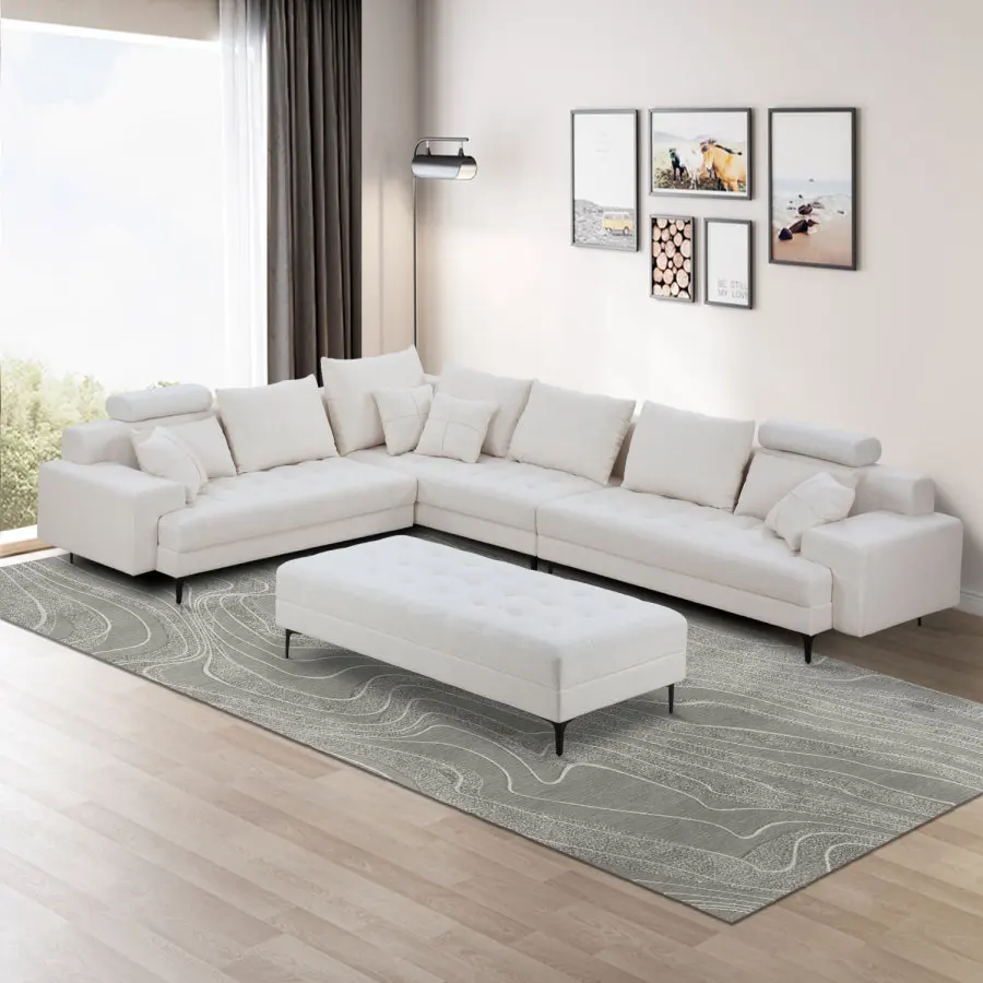 Секционный диван-кушетка, 144-дюймовый широкий реверсивный L-образный диван-кушетка с оттоманкой для гостиной, квартиры, дома, отеля