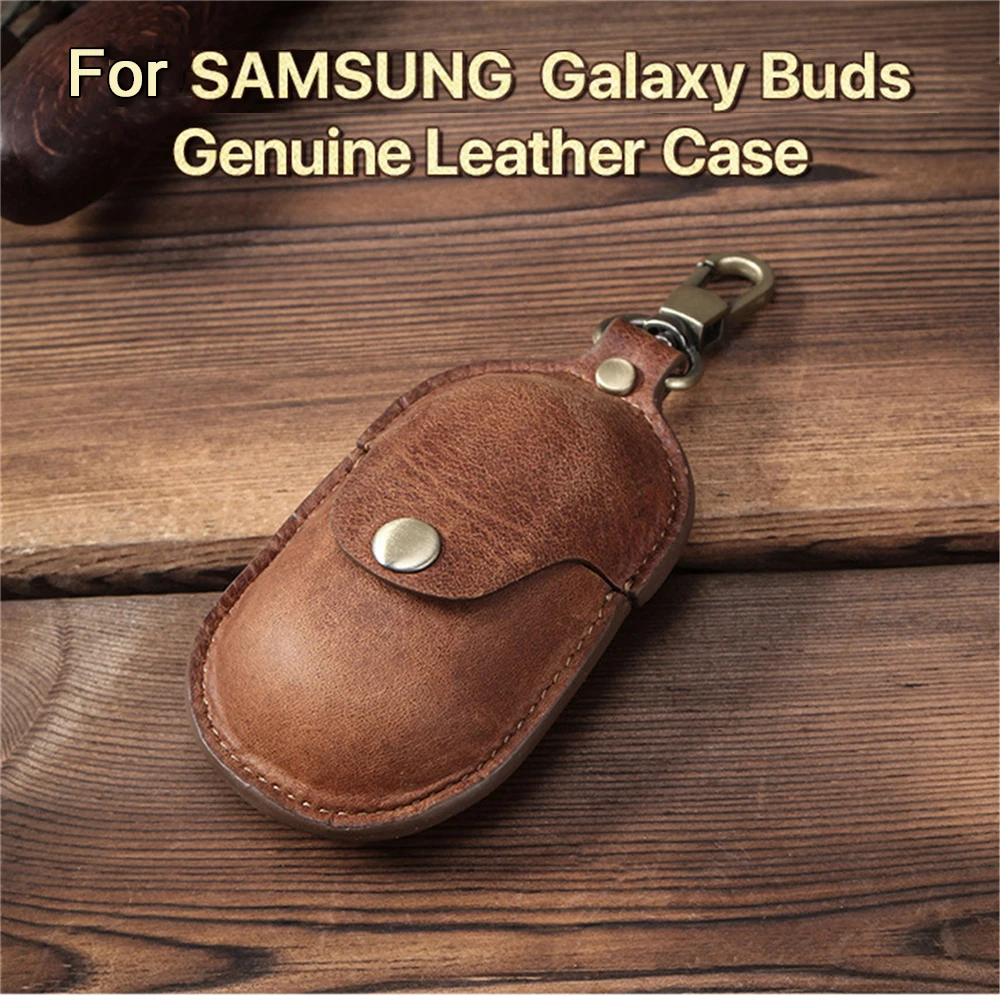 Кожаный защитный чехол для наушников Samsung Galaxy Buds 2019, коробка для зарядки наушников, противоударный чехол для хранения, чехол с брелоком