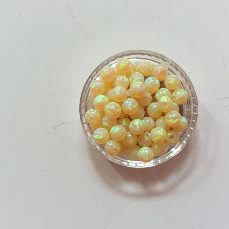 Бусины из синтетического опала 4 мм OP04, лимонно-желтый Круглый шар для ювелирных изделий ручной работы
