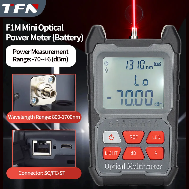 TFN F1M Mini Handheld OPM, портативный высококачественный волоконно-оптический тестер мощности, измеритель оптической мощности
