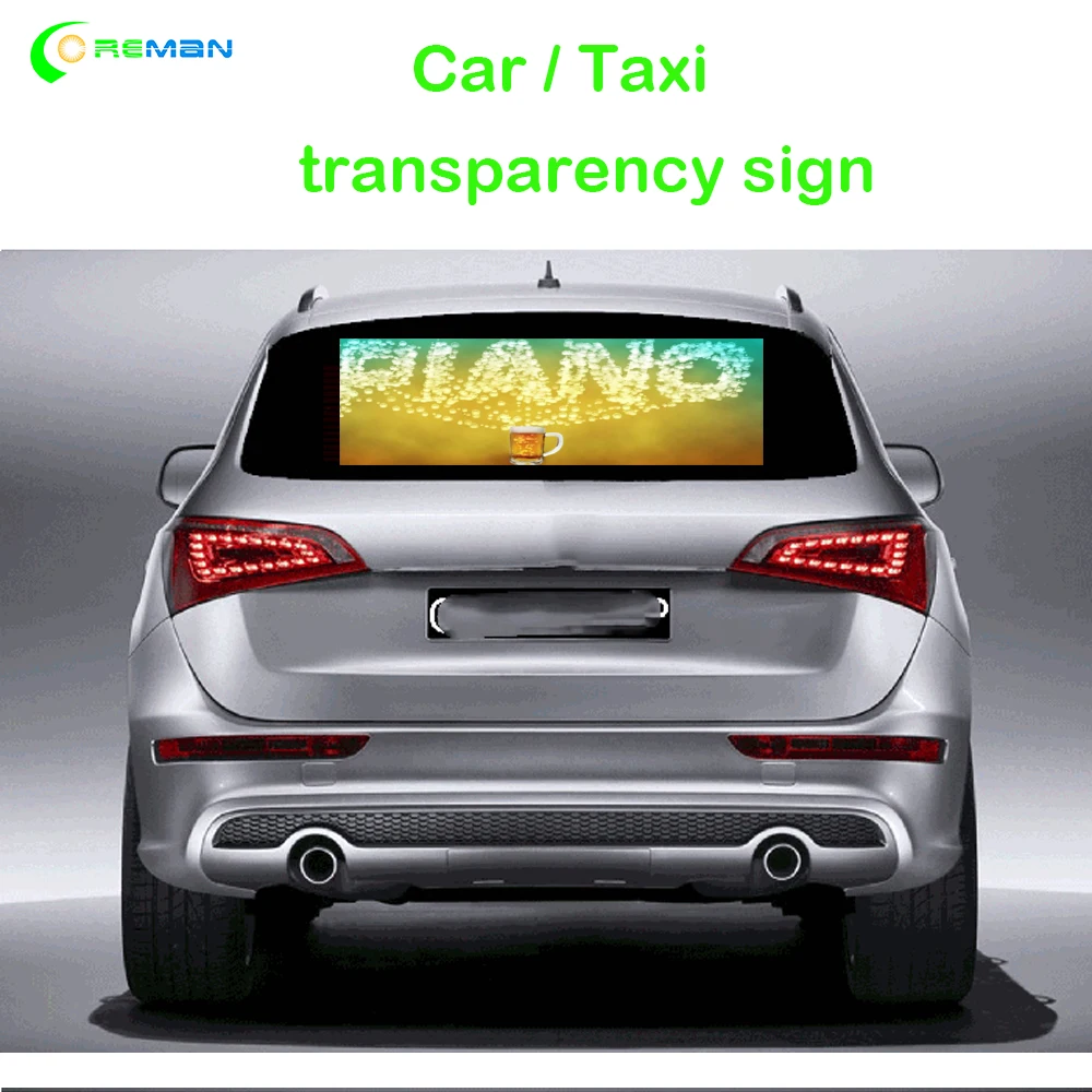 крыша автомобиля такси заднее стекло с высокой яркой прозрачностью светодиодная вывеска баннер, видеоизображение светодиодный цифровой дисплей сверху автомобиля