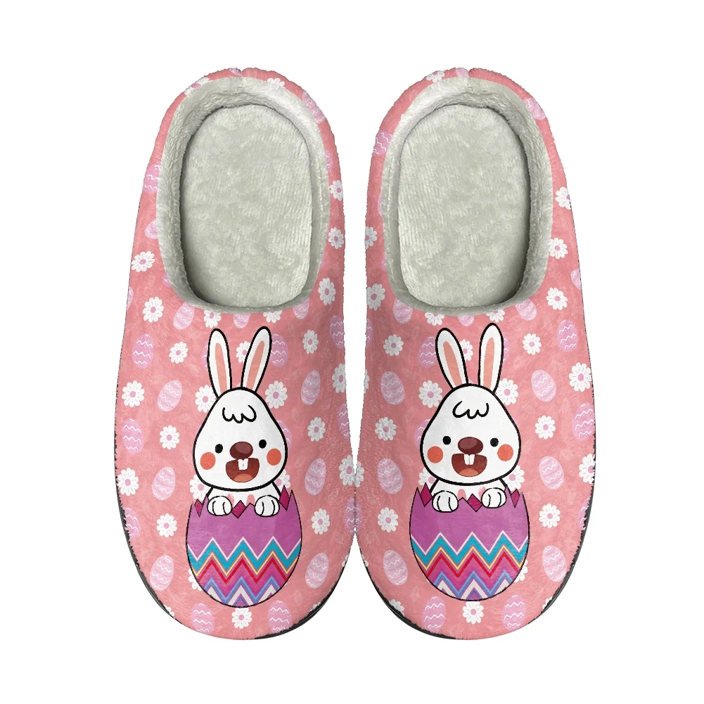 Домашние хлопчатобумажные тапочки с милым кроликом на День Благодарения, Изготовленные на заказ Мужские Женские сандалии, Плюшевая Повседневная обувь для согревания, Термоскользящие тапочки