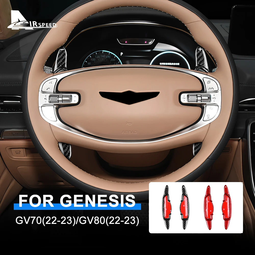 Рычаги переключения передач Рулевого колеса автомобиля из настоящего твердого углеродного волокна для Hyundai Genesis GV70 GV80 2022 2023 Внутренняя Отделка Автоаксессуары
