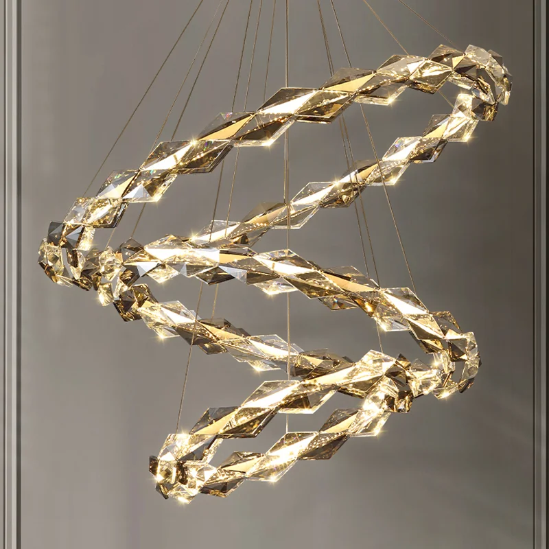 Постмодернистский свет Роскошная Хрустальная люстра для гостиной Вилла Дуплекс Высокого класса Искусство Круглая Столовая Подвеска для спальни 
