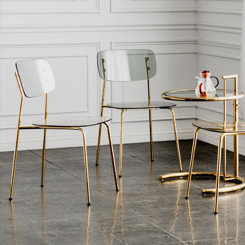 Скандинавские прозрачные стулья для гостиной, креативная мебель для дома, Акриловый салонный стул, Простой обеденный Роскошный Железный обеденный стул для кафе