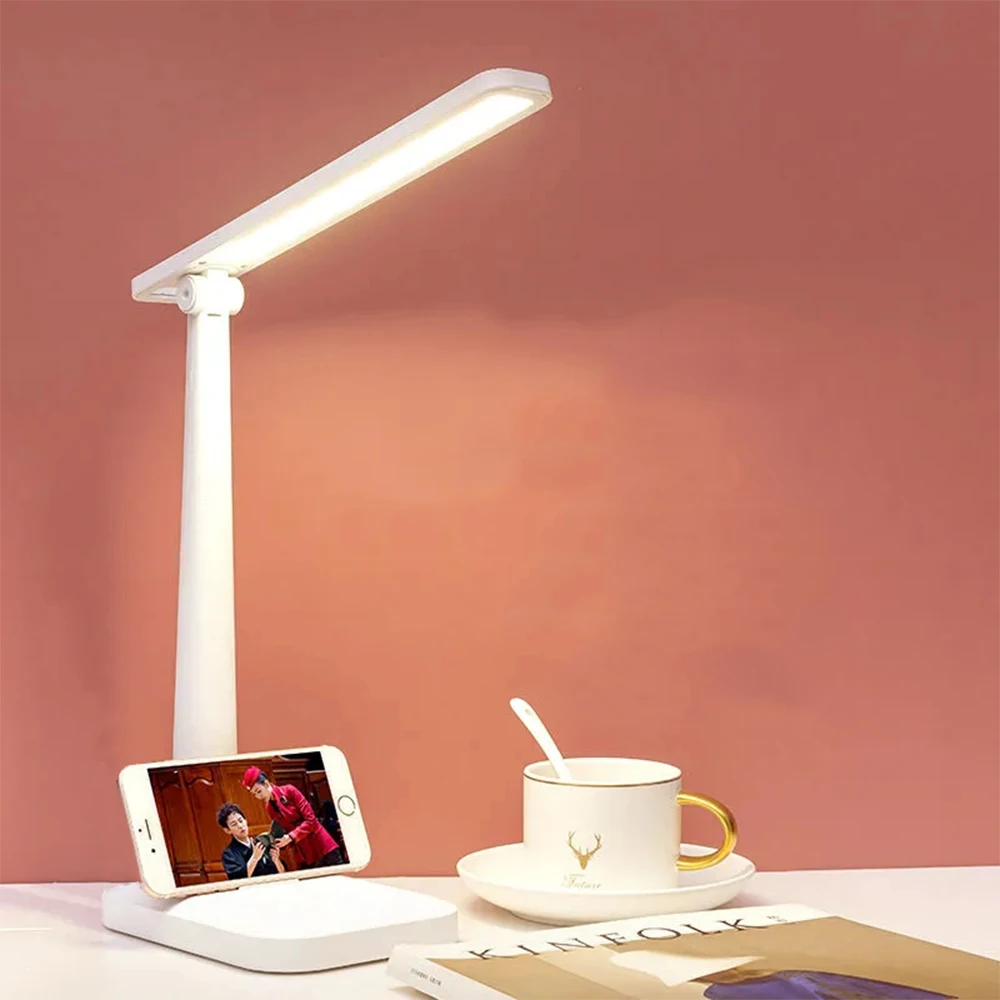 Светодиодная настольная лампа 3 цвета с сенсорным плавным затемнением, складная настольная лампа, прикроватная тумбочка для чтения, защита глаз, настольные лампы, ночник в спальне