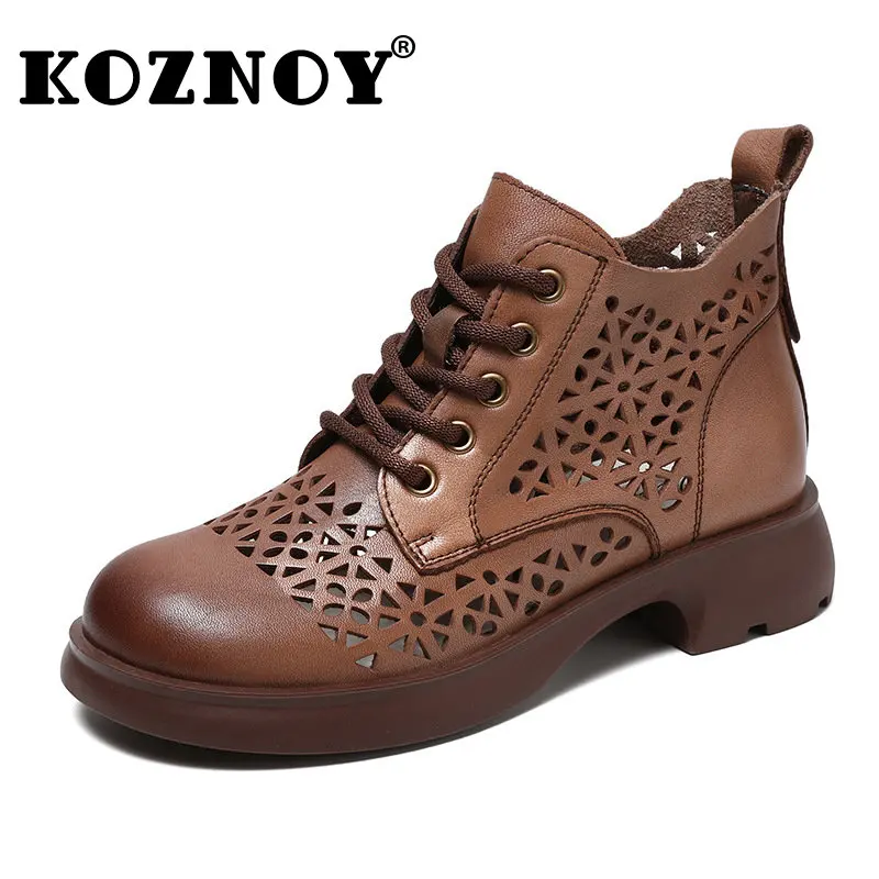 Koznoy 3,5 см / Новые демисезонные женские мокасины из коровьей натуральной кожи, ботильоны, массивные летние сандалии на плоской подошве, дизайнерская обувь