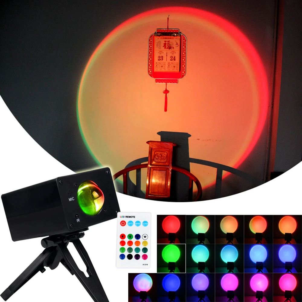 Проекционная лампа Sunset, меняющая цвет, романтический USB-ночник, проектор визуального окружающего света для комнаты, спальни, декора для фотосъемки.