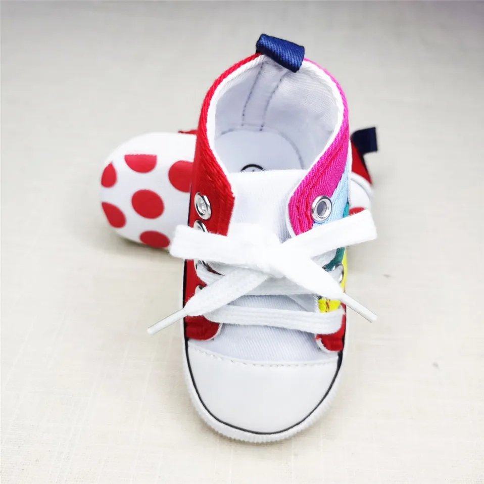 Малыш 0-18 м, Малыш для новорожденных, парусиновые Детские спортивные кроссовки для новорожденных Мальчиков и девочек, Радужная обувь для первых ходунков