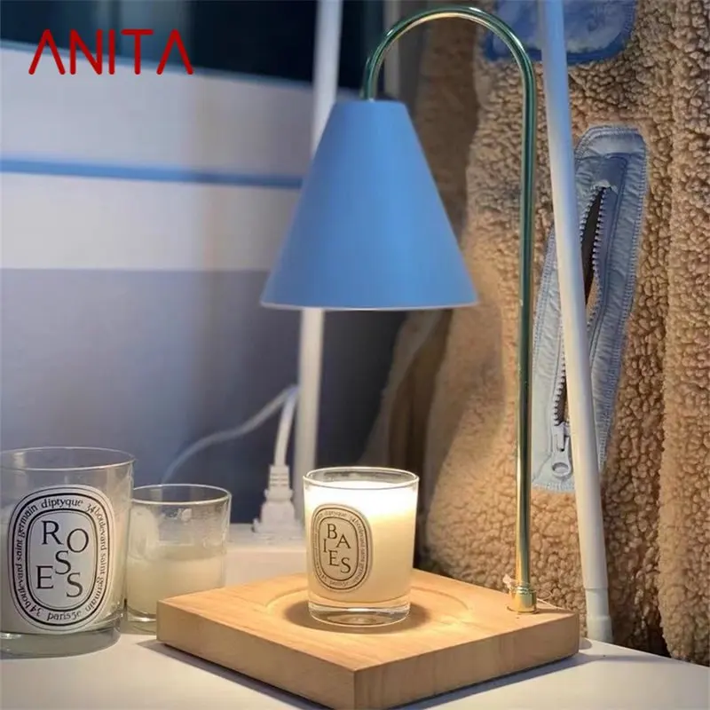 Современная креативная настольная лампа ANITA, Простая Деревянная Свеча, Светодиодное Настольное освещение для украшения дома, спальни