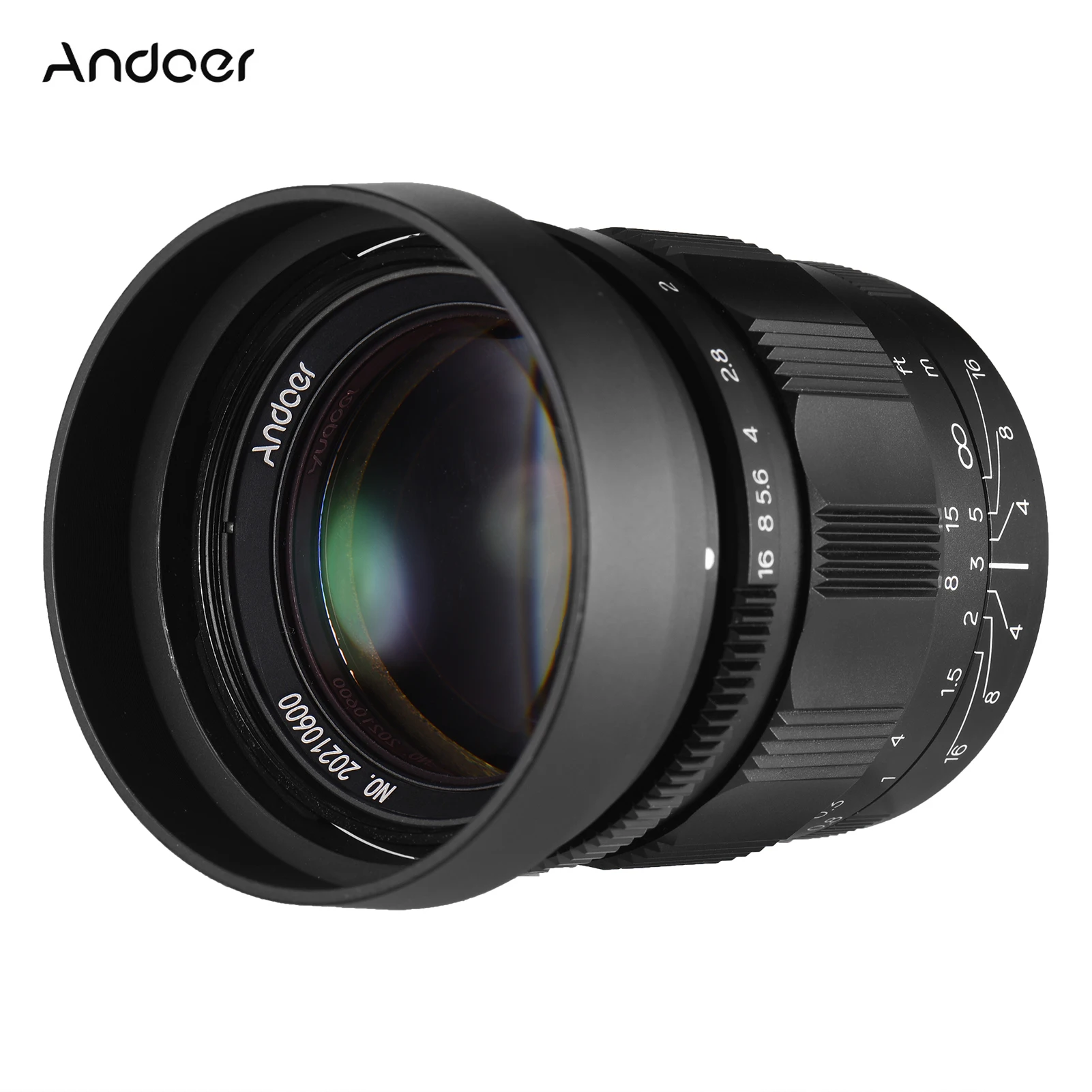 Объектив камеры Andoer 50mm F1.2 с большой диафрагмой MF Фиксированный объектив для полнокадровых камер Sony A7/A9/A9 II/A6300/A6400 с электронным креплением и APS-C