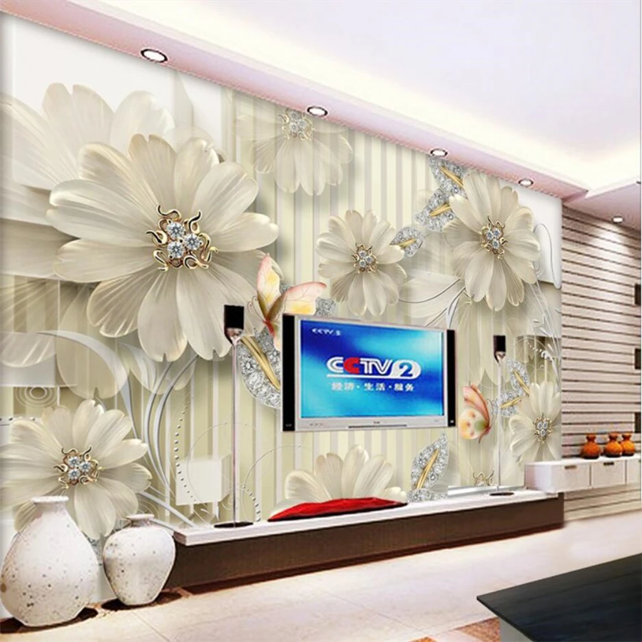 beibehang Пользовательские обои 3d фреска стерео HD придворные украшения обои с бриллиантами и цветами фон обои для домашнего декора обои