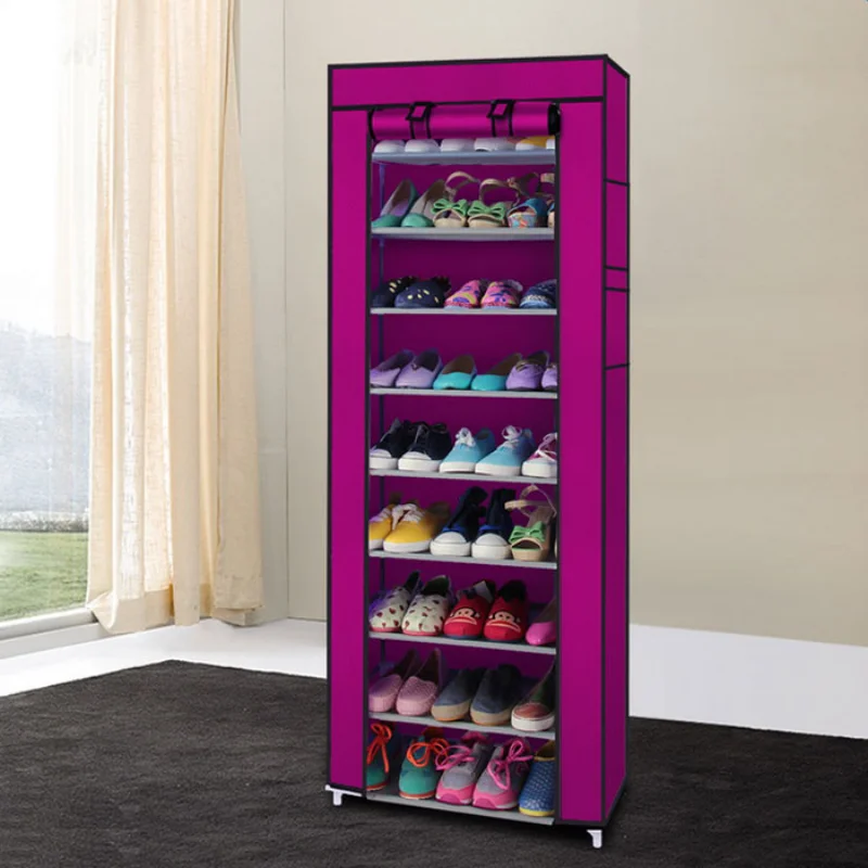 Женский многослойный обувной шкаф, Вертикальный Компактный Органайзер для обуви из нетканого материала, 10-слойный держатель для обуви, стеллажи для обуви на входе