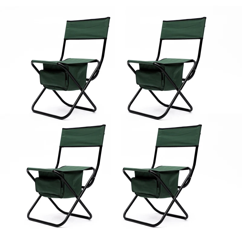 Складной уличный стул из 4 предметов с сумкой для хранения, переносной стул для кемпинга в помещении, на открытом воздухе, пикников и рыбалки, зеленый