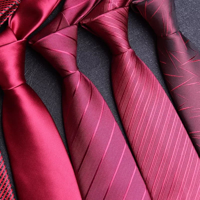 Официальный свадебный галстук мужской 8-сантиметровой корейской версии, свадебный деловой галстук для жениха, винно-красный, на узкой молнии, ленивый мужчина