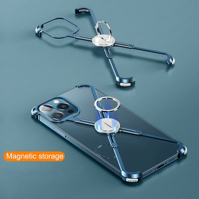 Металлический чехол X-Frame С Магнитным Съемным Кольцом Для iPhone 14 Pro Plus 14Pro Max Luxury Противоударный Чехол-Бампер Для телефона Ультратонкий Чехол