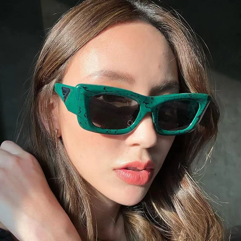 Новые женские солнцезащитные очки Защита от солнца УФ защита Индивидуальность моды Ретро Квадратные солнцезащитные очки Уличная съемка Вождение