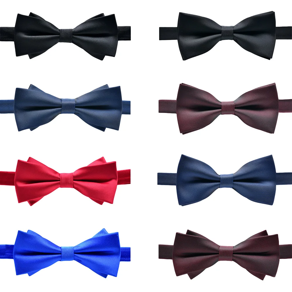 Мужские стильные однотонные галстуки-бабочки с бриллиантовым наконечником, двухслойный предварительно завязанный галстук-бабочка в полоску