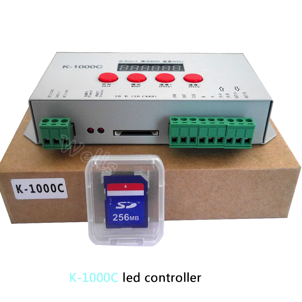 Программный контроллер Pixels Бесплатная доставка K-1000C (обновленный T-1000S) контроллер WS2812B, WS2811, APA102, 2813 LED 2048 DC5-24V
