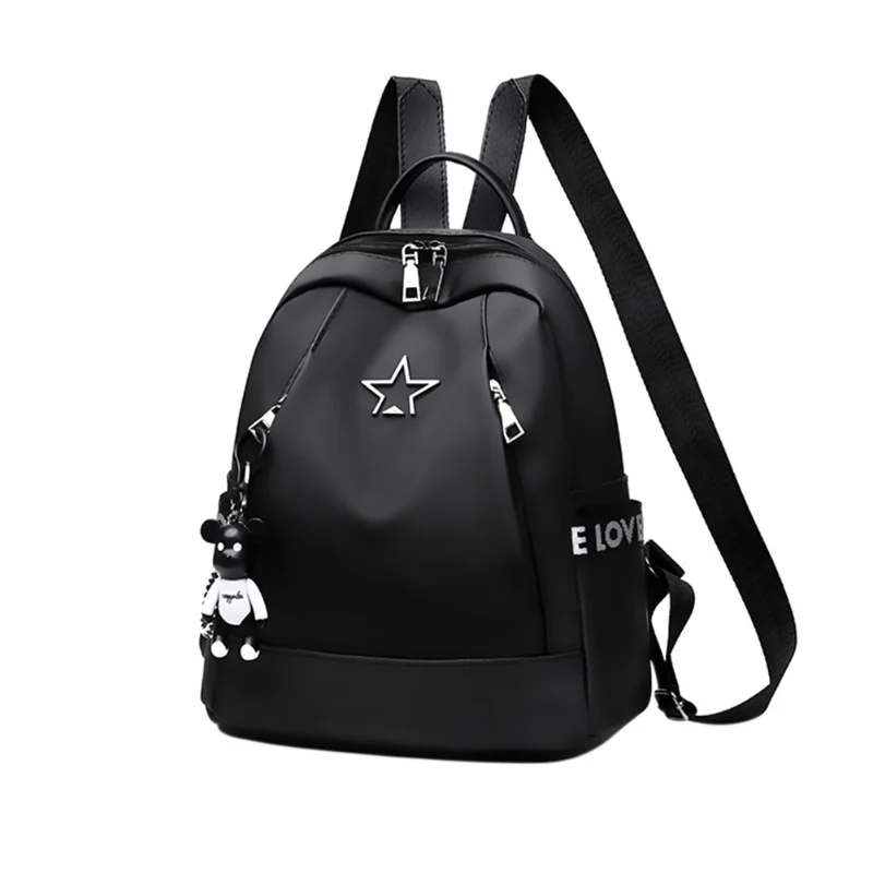 Оксфордский женский рюкзак большой емкости, черные подарочные сумки для женщин, дорожная противоугонная сумка через плечо, милые школьные сумки с подвеской для девочек
